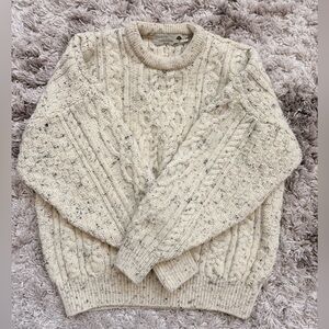 Country Collection Chunky Cable Knit Speckled Irish Woolen  Sweater Sz L